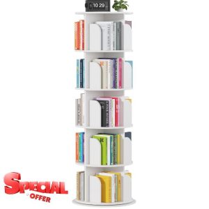 Rotating Bookshelf Tower 5 Tier