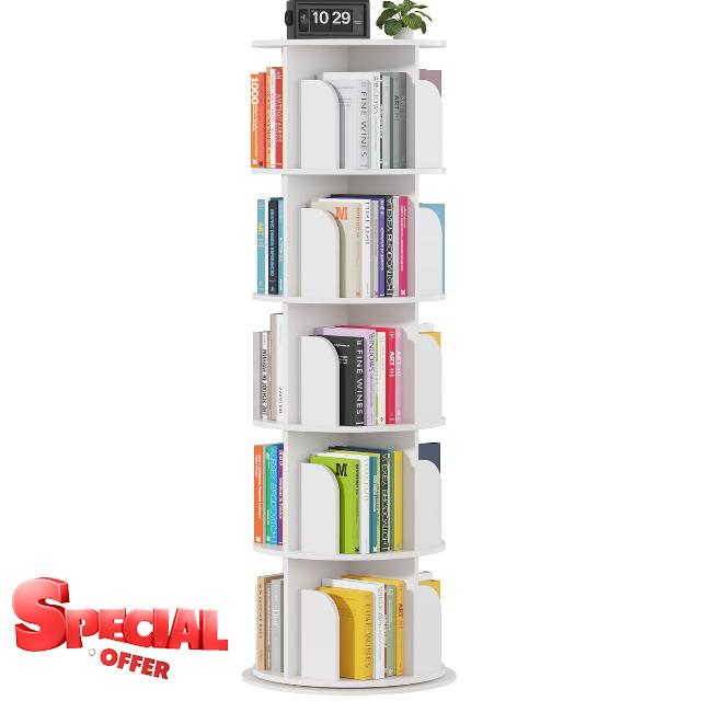 Rotating Bookshelf Tower 5 Tier