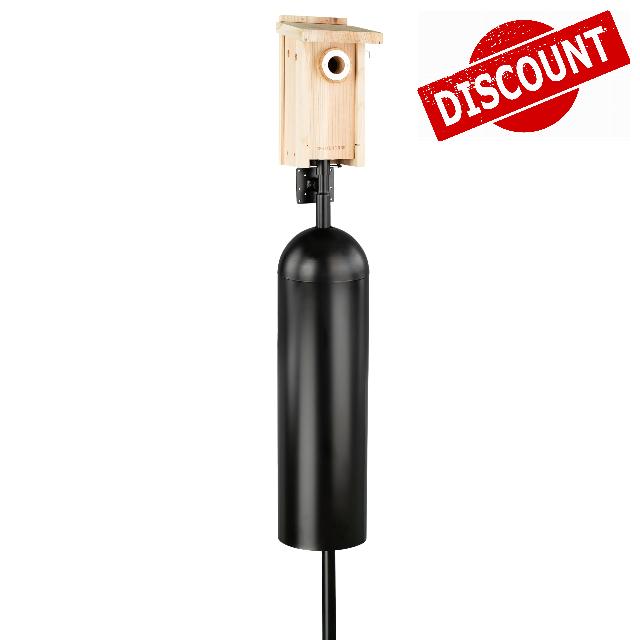 WHITEHORSE Bird House Pole with Baffle - Heavy Duty Mounting Pole Kit - 7 Feet High Birdhouse Pole for Outdoors - Universal Flange with 2 Mounting Plate Sizes - Powder-Coated Steel with a Large Auger