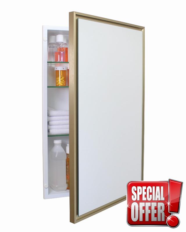 16x26 Parker Metro Metal Framed Rectangle Recessed Bathroom Medicine Cabinet