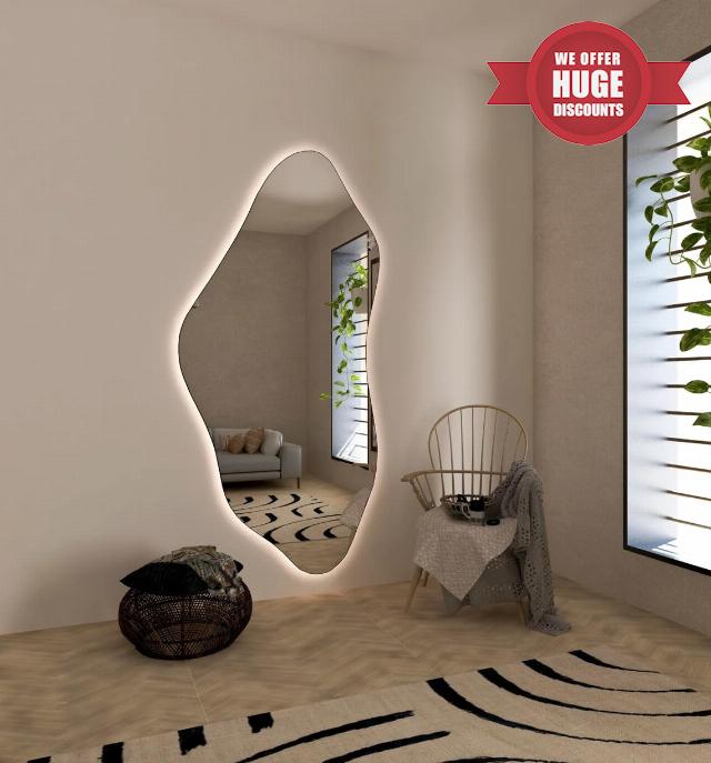 Asymmetrical Bathroom LED Mirror