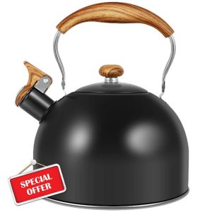 Black 2.6 Quart Stovetop Tea Kettle with Whistle
