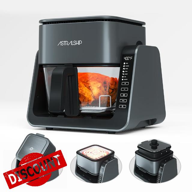 2-in-1 Glass Air Fryer & Grill Pan Combo for kitchen