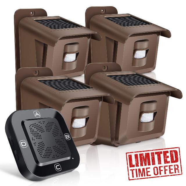 Woinnmm Solar Wireless Driveway Alarm 1/2 Mile Long Range