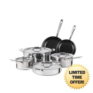 All-Clad D3 3 Ply Stainless Steel Nonstick Bonded Cookware Set 10 Piece
