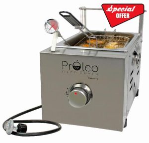 Flame King Proleo Tabletop Propane Deep Fryer with Oil Thermometer