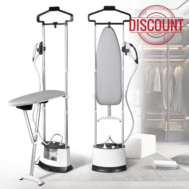 CGOLDENWALL Standing Garment Steamer for Clothes with Flat & Hanging Iron Options: Quick 25s Heat-Up for Continuous 1-Hour Powerful Steam