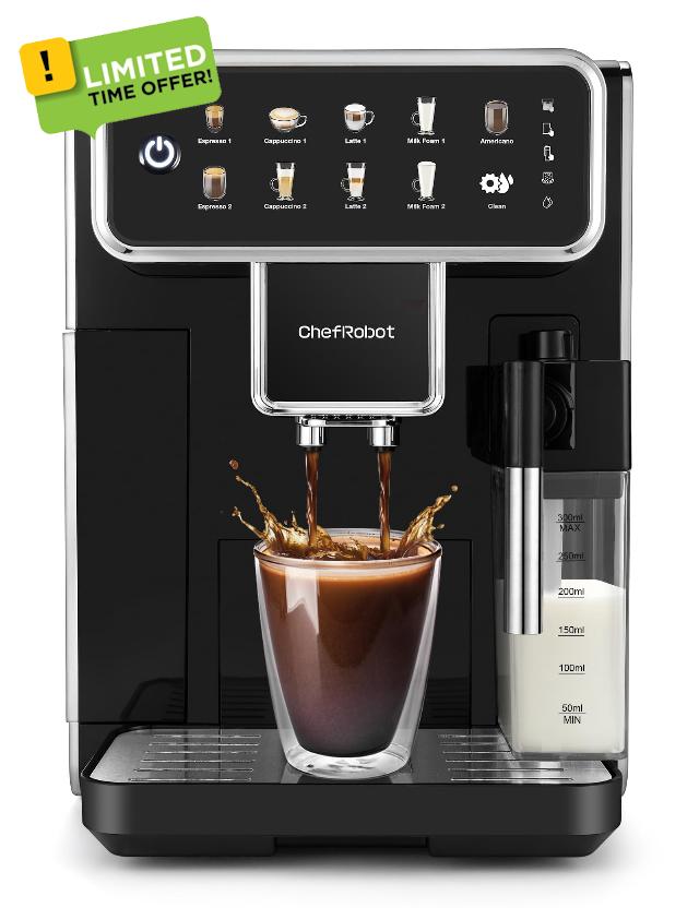 Automatic Espresso Machine Coffee Maker 12 Cup with Grinder Cappuccino Latte Americano Machine with Milk Frother for Home/Office