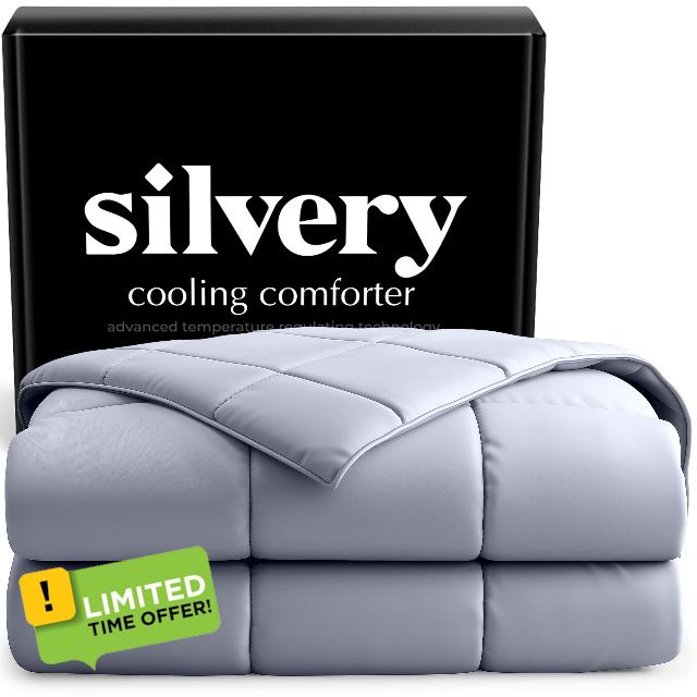Silvery® Silver-Infused Cooling Comforter – Award-Winning Self-Cooling Blanket for Hot Sleepers with Self-Cleaning Silvery Technology™ for Hygienic