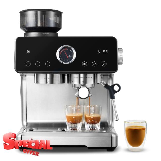 Auto Distribute & Tamp Espresso Machine with Grinder