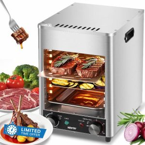 NEWTRY 1700W Electric Steak Broiler Indoor Steak Grill Automatic Steak Smoker Broiler Gas-Free Time Temperature Adjustable for Beef Chicken Vegetables 110V US