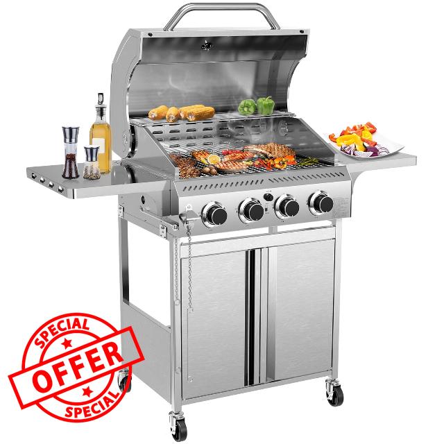 R.W.FLAME 4-Burner Gas BBQ Grill
