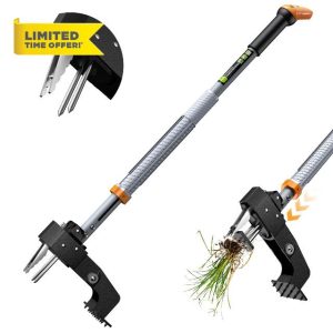 Weed Puller Tool - Stand Up Weed Puller with 4-Claw Steel Head