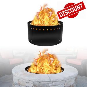 FEBTECH 24" Smokeless Fire Ring - Premium Carbon Steel Fire Pit Liner for Outdoor Fire Pits - Versatile DIY Above or In-Ground Fire Ring Insert for Backyard Outdoor Camping Bonfires & Gatherings