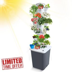Hydroponics Growing System 30-Plant Vertical Planter Germination Kit Indoor Smart Garden Vegetable Plant Kit with Pump and Movable Water Tank Gift for Gardening Lover (aa)