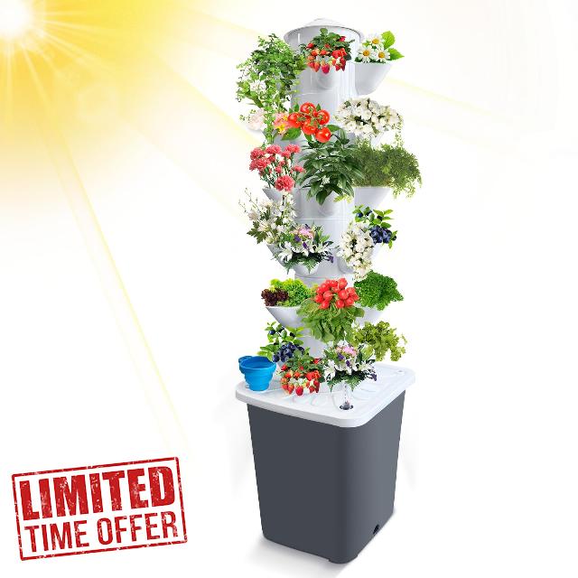 Hydroponics Growing System 30-Plant Vertical Planter Germination Kit Indoor Smart Garden Vegetable Plant Kit with Pump and Movable Water Tank Gift for Gardening Lover (aa)