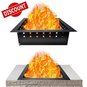 FEBTECH Smokeless Fire Ring Liner – 36 Inch Square Carbon Steel Outdoor Square Fire Pit Insert with Heat-Resistant Coating - Perfect for Backyard Bonfires