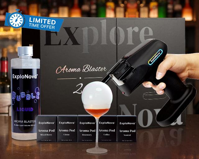 Cocktail Bubble Smoke Gun with 5 Flavour Aroma Pods