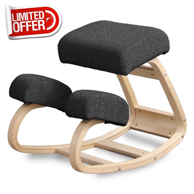 Kneeling Chair Ergonomic Office Chair- Improve Your Posture with Angled Rocking Stool - Solid Wood Rocking Chair with High-Resilience Foam Seat Cushions (Black)