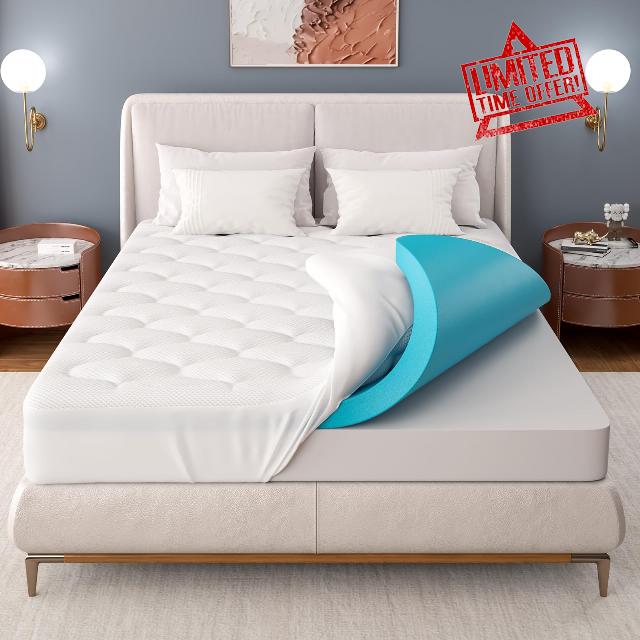 OhGeni Cooling 4 inch Dual Layer Queen Mattress Topper
