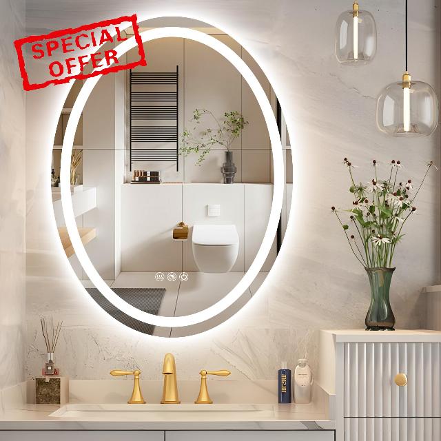 24” x 32” Oval LED Bathroom Mirror with Lights