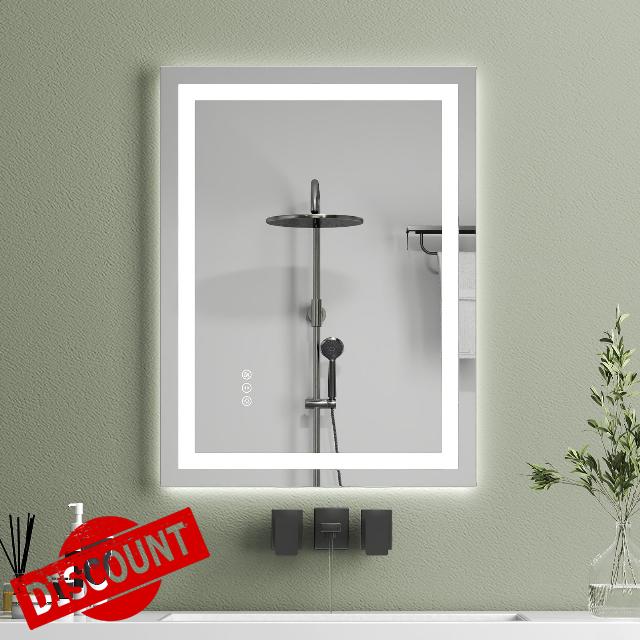24" x 32" LED Bathroom Mirror - Dimmable Wall-Mounted Mirror with Front & Backlight