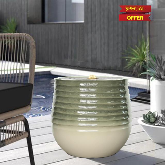 Garden Water Fountain Outdoor Water Feature Indoor with Lights & Pump