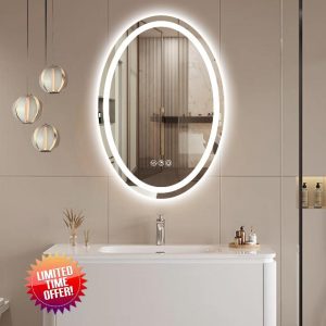 Oval LED Mirror for Bathroom 20 x 30 Inch Oval LED Bathroom Vanity Mirror with Lights 3 Colors Dimmable Wall Mounted LED Bathroom Mirror Anti-Fog Lighted Mirror for Bathroom Wall