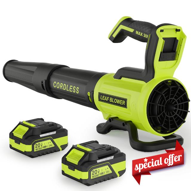 Leaf Blower Cordless with 2× 4.0Ah Batteries and Charger