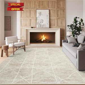 8x10 Area Rug Living Room Rugs: Washable Rugs Large Abstract Modern Non Slip Indoor Thin Low Pile Carpet for Living Room
