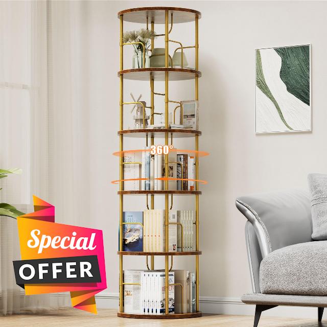 5 Tier Rotating Bookshelf