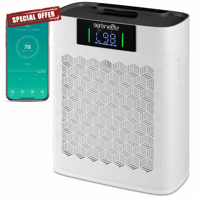 SereneLife HEPA Air Purifier for Home – Smart WiFi & App Control