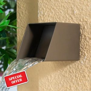 PONDO 4" Square Outdoor Water Fountain Spout - Stainless Steel 316 Spillway Scupper with Contemporary Design for Pools