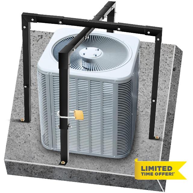 Air Conditioner Security Cage Adjustable Height 29-46'' and Width 31-45'' Steel Air Conditioner Cage Fence for Round or Square Shape with Lock Key Install Instruction and Concrete Anchors
