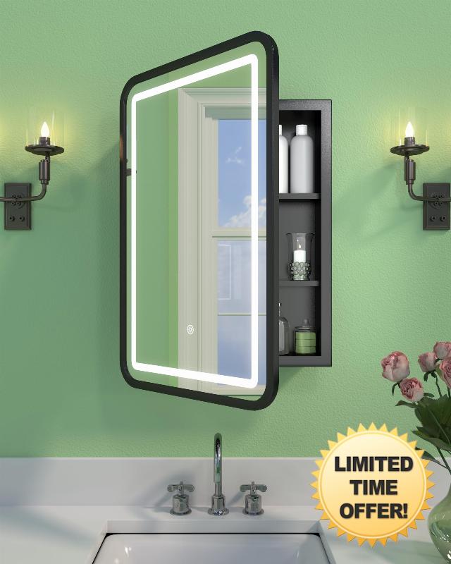 16x24 Inch LED Medicine Cabinet Mirror for Bathroom