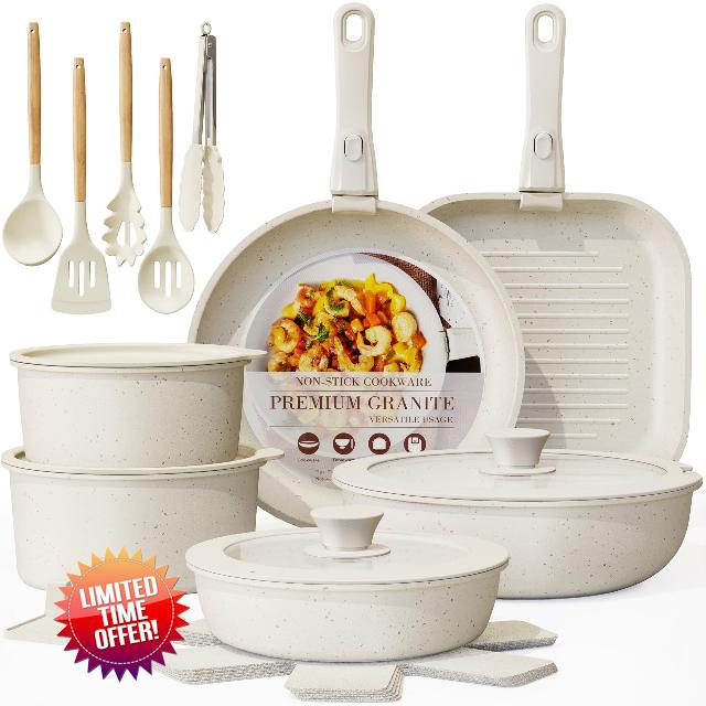 Astercook 23 Pcs Pots and Pans Set Non Stick
