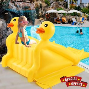 98 Inch Giant Inflatable Duck Pool Slide Large 3D Inflatable Water Slide Outdoor Water Play Summer Swimming Pool Play Game Toy for Kids and Adults Above Ground Parties
