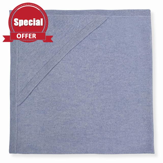 Jet&Bo BABY 100% Cashmere Receiving Blanket with Hood in Blue - 30” x 30” - Ultra Soft