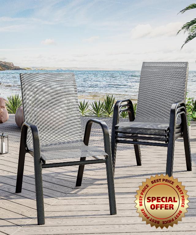 Outdoor Stackable Dining Chairs Set of 4