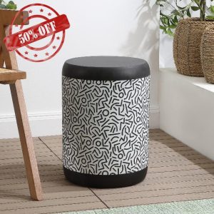 JONATHAN Y TBL1028A Indi 17.75" Modern Bohemian Geometric Drum Garden Stool