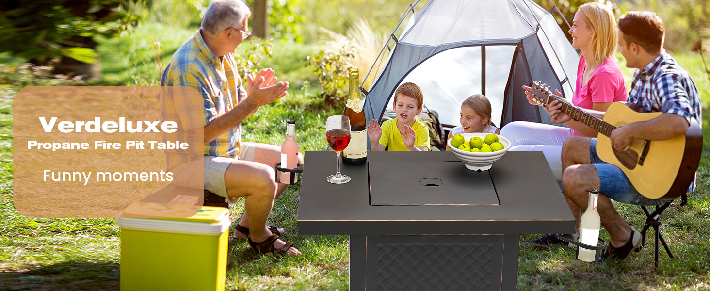 32'' 2-in-1 gas firepit tale with 2 drink holders