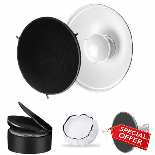 Godox 16.5inch/42cm White Beauty Dish Bowens Mount Reflector w/Honeycomb