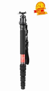 SUNWAYFOTO M3650C + EB-36 CF Monopod 36mm Top Section 10kg 22lb Max Load Carbon Fiber 1/4" / 3/8" Super Portable + Arca Compatible Ball Head