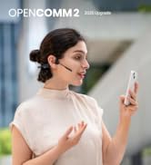 SHOKZ OpenMeet UC Bone Conduction Headset with USB-C adapter, Open-Ear Bluetooth Headphones with ...