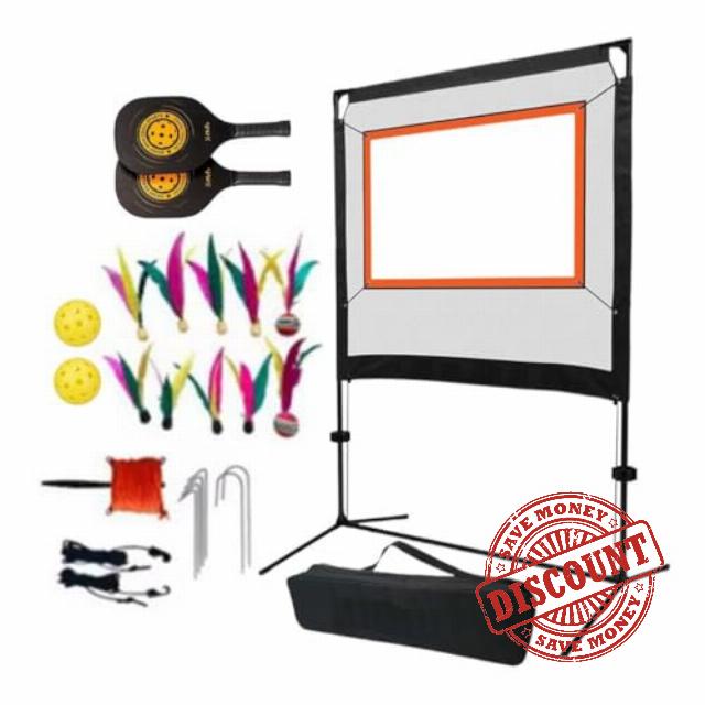 F Fityle Badminton Net Set with Rackets Pickleball Net Adults Convenient with Shuttlecocks Sports Net for Indoor Training Parks Sports