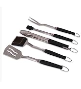 Grillstream Barbecue Accessories 5 Piece Tool Set, Durable Spatula, Tongs, Cleaning Brush, Bastin...