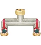 Wisdomgarden water distributor, 2-way, heavy nickel-plated brass garden hose distributor, 2-way v...