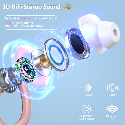 2025 Bluetooth 5.4 Headphones Bass Hi-Fi Stereo Over Ear Buds