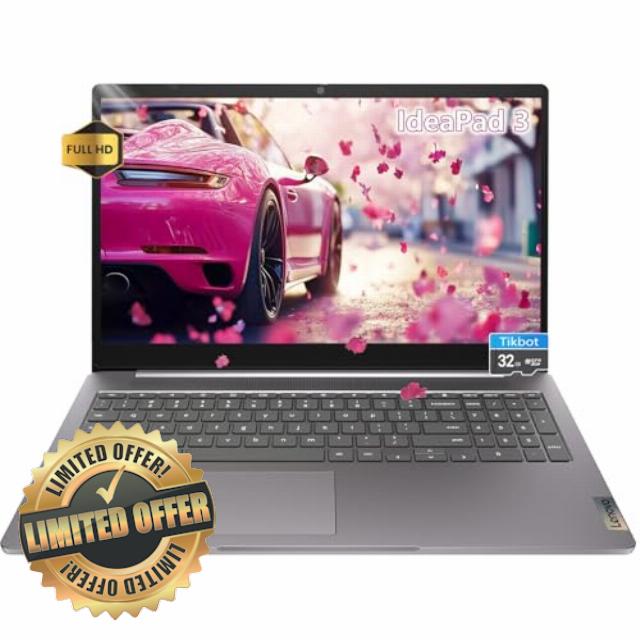 Lenovo IdeaPad 3i Chromebook Google Laptop - 15.6 inch FHD Large Screen - Chrome Student Kids School - 4GB RAM -96GB Storage+2TB Cloud Storage - HDMI - 2024 - Wi-Fi 6 - Long Battery Life