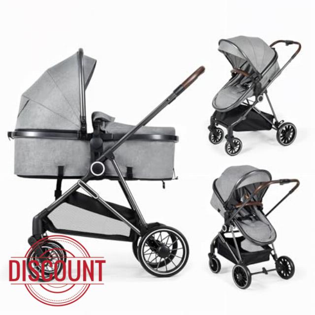 2-in-1 Baby Stroller with Bassinet Mode - Folding Infant Newborn Pram with Reversible Seat - for 0-36 Months Toddler (Grey 2 in 1 Stroller)